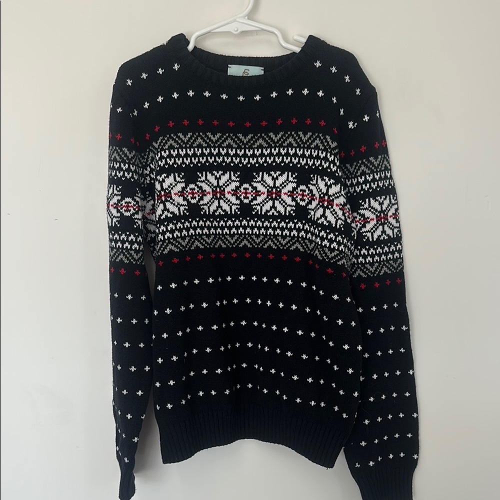 Class/Club fair isle  Black and White Patterned snowflake Sweater 10/12